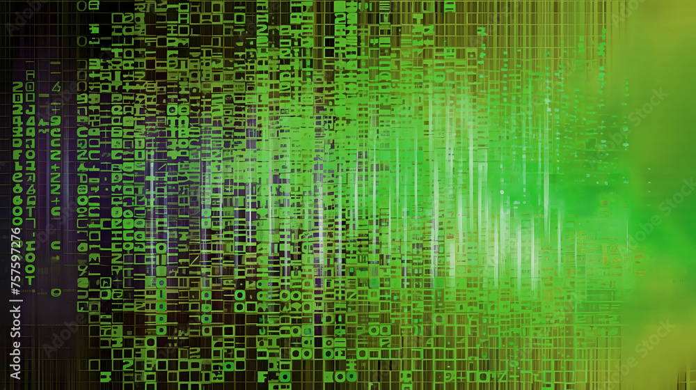 Poster digital data rain in matrix style. dynamic digital matrix style data rain, suitable for representing