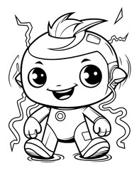 Fototapeta premium Coloring book for children, little robot.