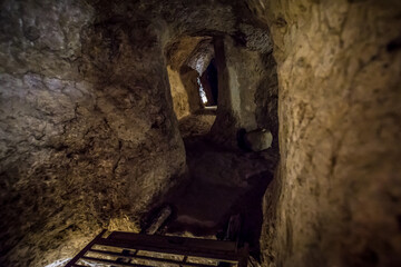 Corridor in ancient underground city Nushabad in Aran va Bidgol County in Iran