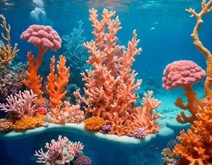 A whimsical underwater kingdom filled with colorful coral reefs and exotic sea creatures