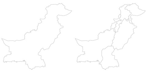 Pakistan map. Map of Pakistan in white set