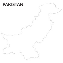 Pakistan map. Map of Pakistan in white color