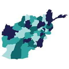 Fototapeta premium Afghanistan map. Map of Afghanistan in administrative provinces in multicolor