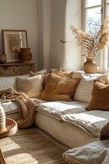 Autumnal Serenity: A Peaceful, Sun-Kissed Alcove with Comforting Earth Tones