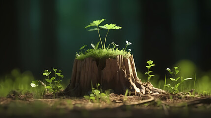 Save the Earth, small plants sprout from the forest