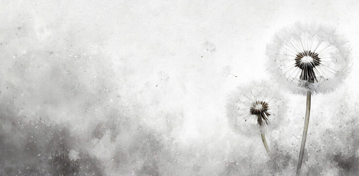 Fototapeta Dmuchawiec,  biała tekstura grunge. Puste miejsce