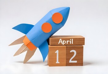 April 12th - the international day of human space flight on the wooden calendar