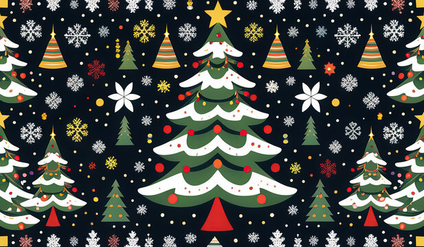 christmas tree background or christmas tree decoration or christmas tree with stars or pattern with christmas trees