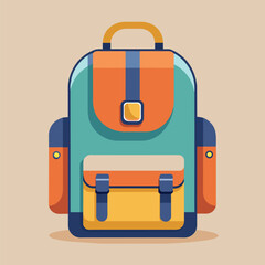 Flat Design Backpack on Solid Background