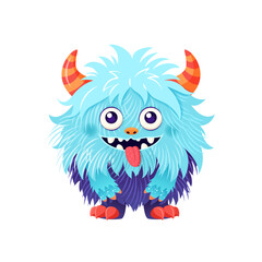 Cute little monster is smiling. Fictional creature for children's print, posters, cards, Halloween designs. Vector illustration. isolated animal on white background. Clip art.