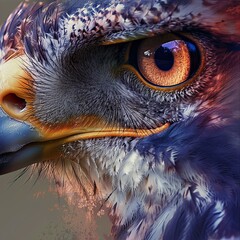 Portrait of a beautiful eagle with big orange eyes. A composite image featuring a montage of a raptor's keen eyes observing its surroundings, symbolizing the vigilant nature of these birds.