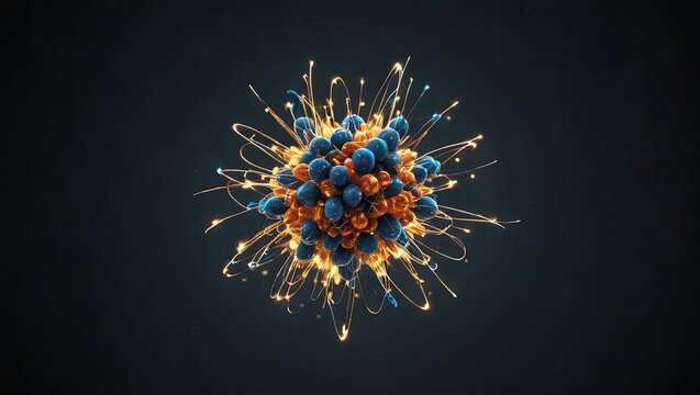 Subatomic Particles and Quantum Particle Entanglement Theory, quantum mechanics science background, Generative AI