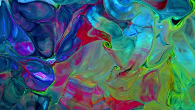 Slow Motion Macro Abstract Pattern Artistic Concept Color Surface Moving Surface Liquid Paint Splashing Art Design Texture.