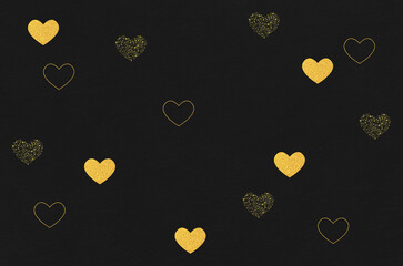 Washi paper texture with golden hearts. Luxury abstract japanese style background.
