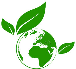 Obraz premium green earth with leaves,Earth Day Eco Green Vector Poster Design. Organic Tree Concept on Paper Background