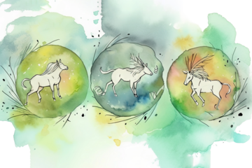 Earth watercolor Capricorn Zodiac elements background Signs triplicity Virgo Taurus