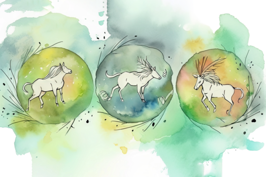 Earth watercolor Capricorn Zodiac elements background Signs triplicity Virgo Taurus
