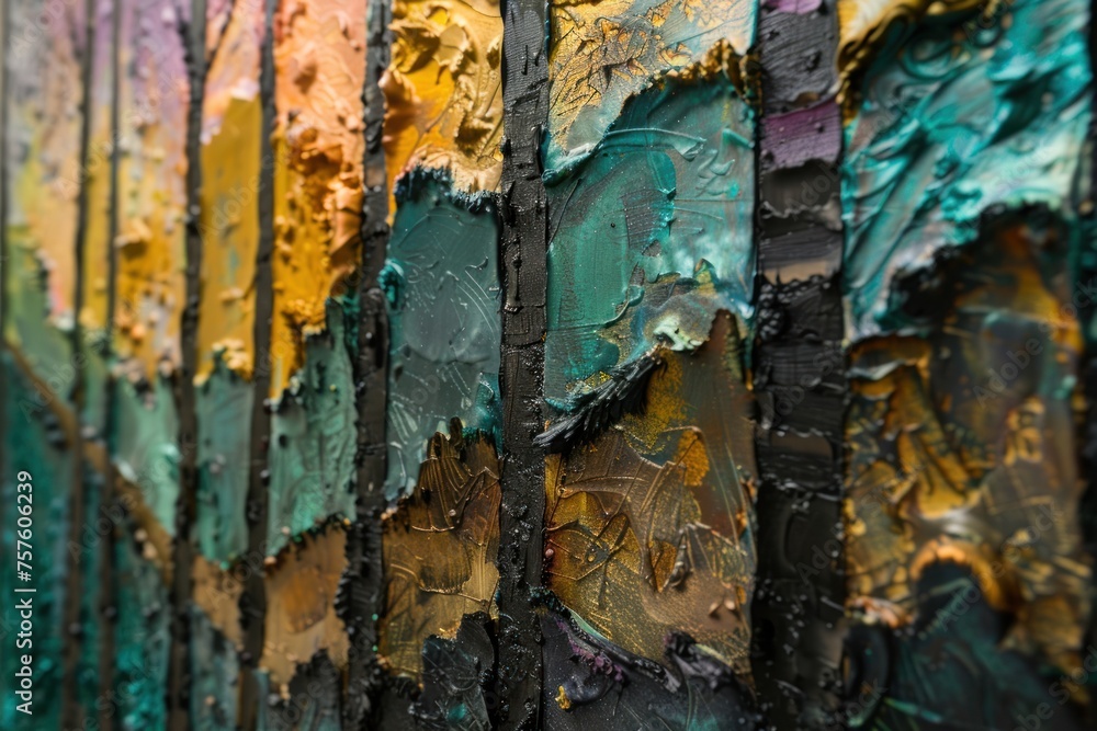 Poster modern abstract of a forest with textured layers and organic forms highlighting the beauty of nature