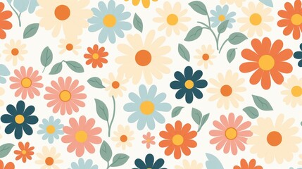 Summer flowers pattern illustration banner