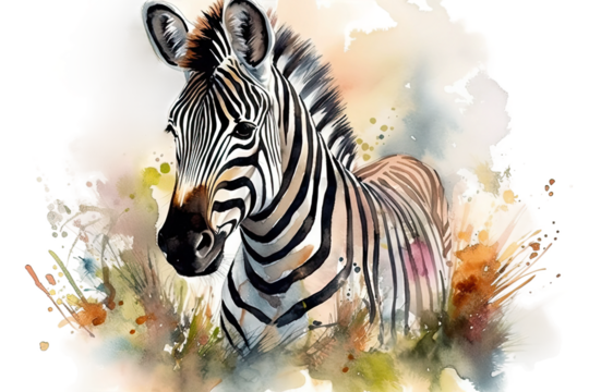 animals watercolor illustration zebra wild
