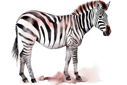 animal isolated white background painted watercolour zebra