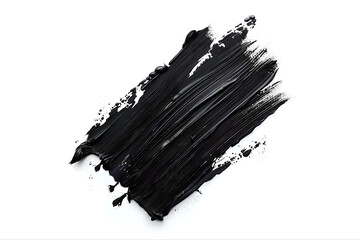 thick black acrylic oil paint brush stroke on a white background