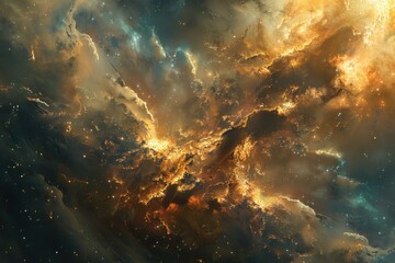 Fototapeta premium Cosmic abstract scenes blending nebulas and starfields with digital art techniques