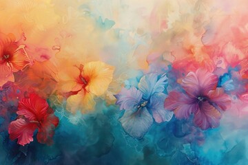 Fototapeta na wymiar Abstract art of soft pastels and vibrant blooms to symbolize new beginnings