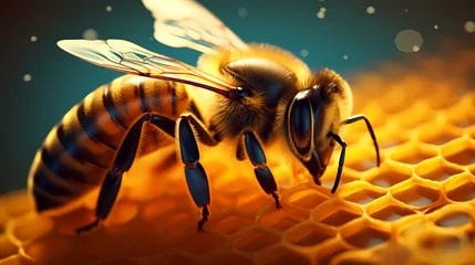 Fotobehang Close-up bee image © ma