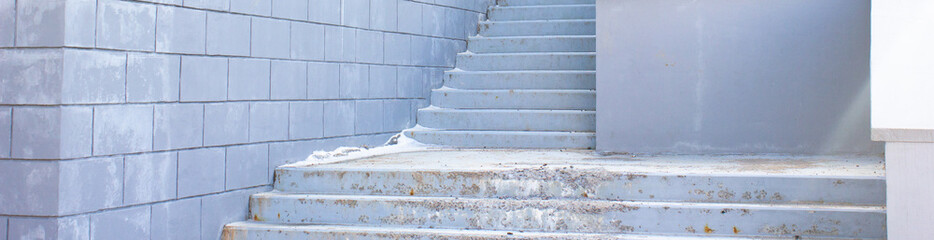 Old concrete steps. Concrete stairs up.