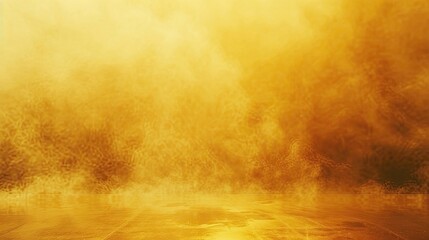 Dark yellow background fog and light on floor. Mystical mist. smoke in dark room. Banner show product	