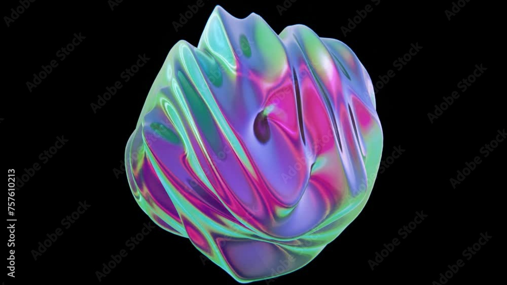 Poster abstract 3d sphere shape bubble blob funky retro disco pop groovy pastel iridescent vibrant colours 