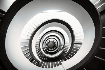 A Spiral Staircase in Black and White