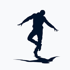 Fototapeta premium Silhouette of a dancing teenager against a white background