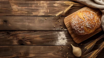 Keuken spatwand met foto fresh bread on the table © Сергей Безрученко