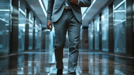 Fotobehang A businessman walking in a stride in the office © Li