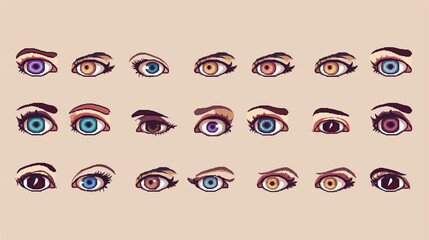 Retro-style pixel eyes with a detailed iris and pupil, adding depth to digital works
