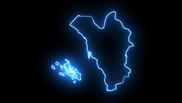 map of Jazan in saudi arabia with glowing neon effect
