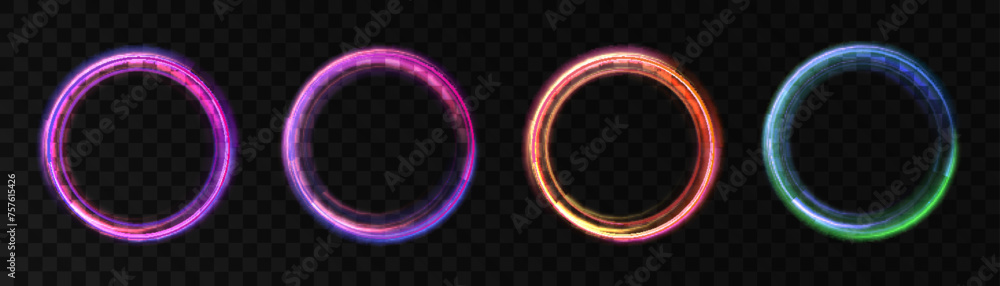 Poster light circle frame with light rays. colorful frame background with bright highlights. vector