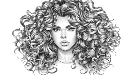 Curly Hairstyle Illustration