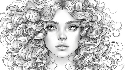 Curly Hairstyle Illustration