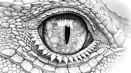 Dragon Eye Coloring Page in Light Grayscale