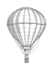 hot air Balloon coloring page in black and white