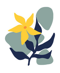 Flat Hand Drawn Flower Vector Illustration 