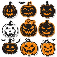 Spooky Halloween Sticker Set: Jack-o'-lantern