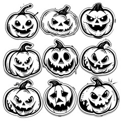 Spooky Halloween Sticker Set: Jack-o'-lantern
