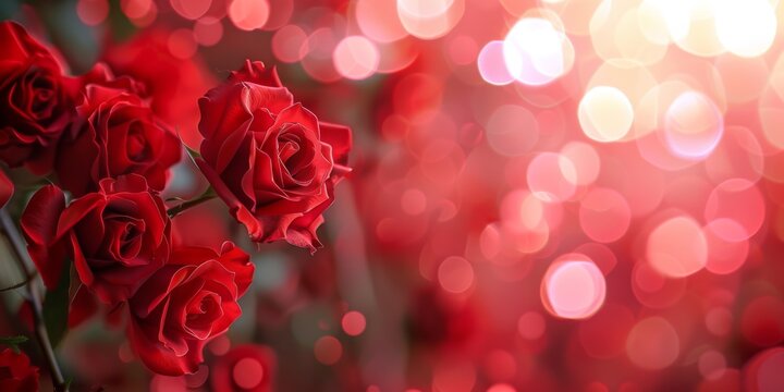 red roses on a blurred background Generative AI