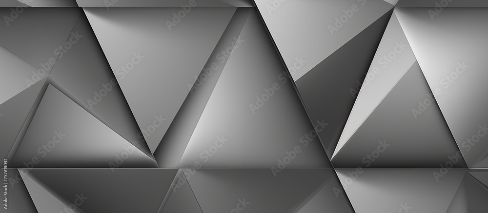 Poster a closeup black and white photo showcasing a geometric pattern of triangles with tints and shades, c