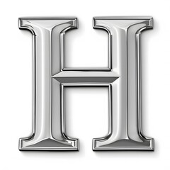 Shiny Silver letter h on White Background