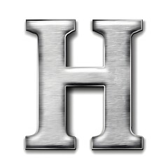 Shiny Silver letter h on White Background